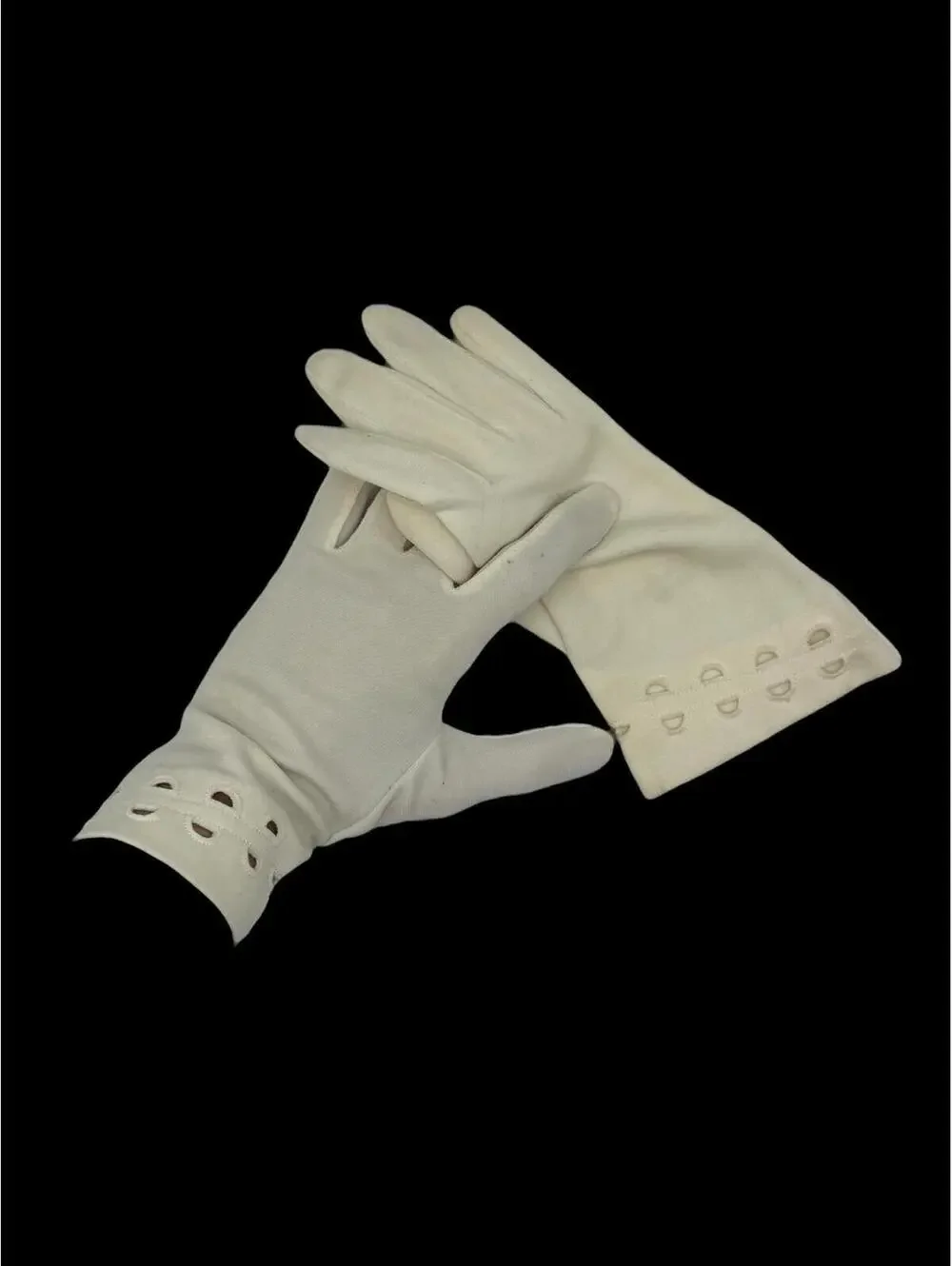 Vintage 1960s Fownes White Nylon Gloves, Embraceable Over-the-Wrist